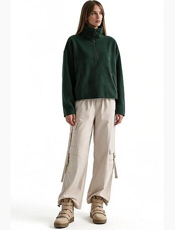 Sweatshirt femme court à demi-zip busem