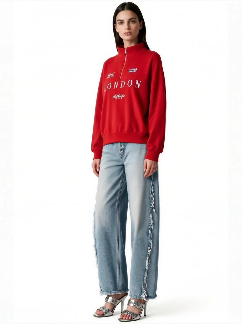 Sweatshirt femme en coton mélangé busem Rouge - Kiabi