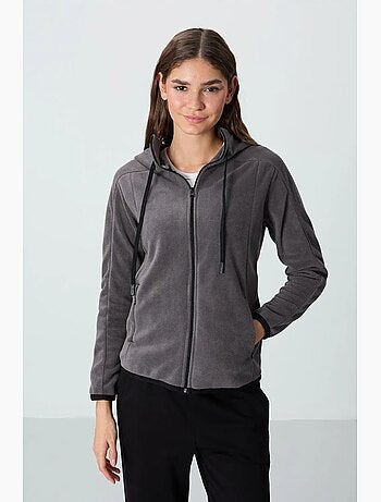 Sweatshirt femme en peluche à capuche et fermeture zippée tommy