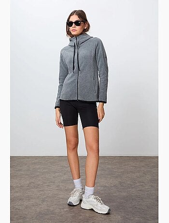 Sweatshirt femme en peluche à capuche et fermeture zippée tommy