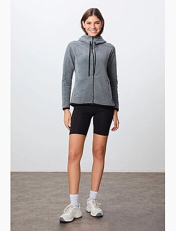 Sweatshirt femme en peluche à capuche et fermeture zippée tommy