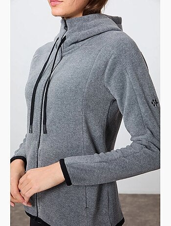 Sweatshirt femme en peluche à capuche et fermeture zippée tommy