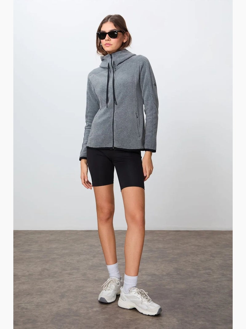 Sweatshirt femme en peluche à capuche et fermeture zippée tommy Gris - Kiabi