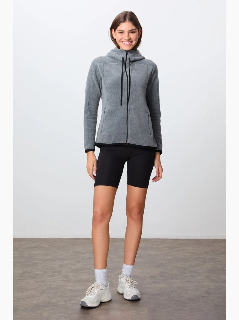 Sweatshirt femme en peluche à capuche et fermeture zippée tommy Gris - Kiabi