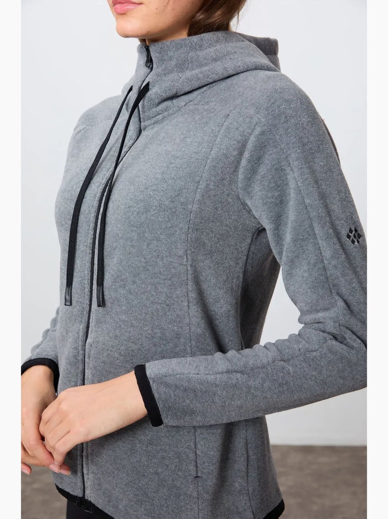 Sweatshirt femme en peluche à capuche et fermeture zippée tommy Gris - Kiabi
