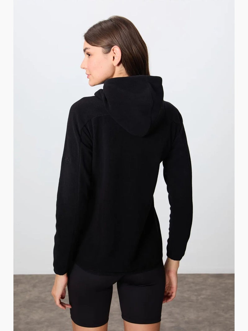Sweatshirt femme en peluche à capuche et fermeture zippée tommy Noir - Kiabi