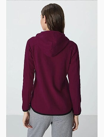 Sweatshirt femme en peluche à capuche et fermeture zippée tommy