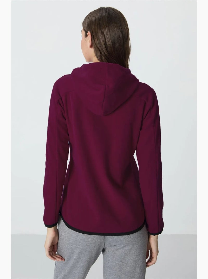 Sweatshirt femme en peluche à capuche et fermeture zippée tommy Rouge bordeaux - Kiabi
