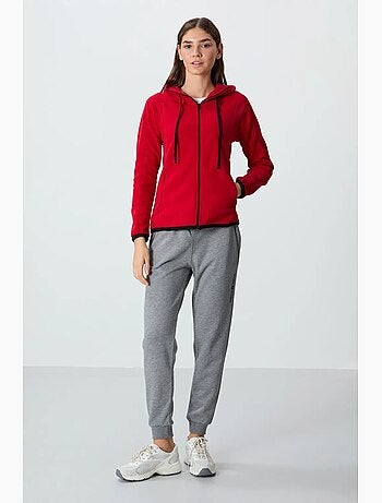 Sweatshirt femme en peluche à capuche et fermeture zippée tommy