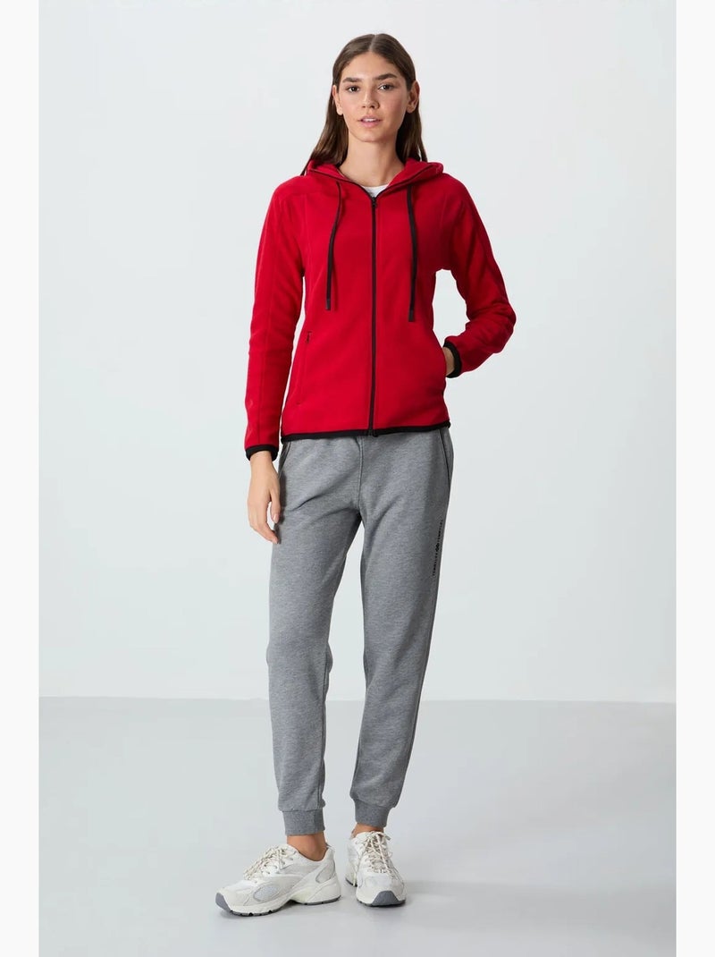 Sweatshirt femme en peluche à capuche et fermeture zippée tommy Rouge - Kiabi