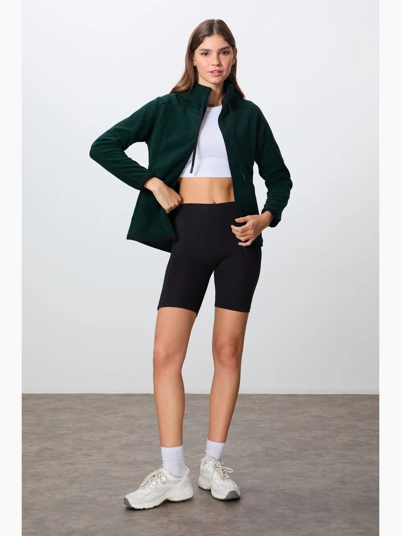 Sweatshirt femme en peluche à capuche et fermeture zippée tommy Vert bouteille - Kiabi