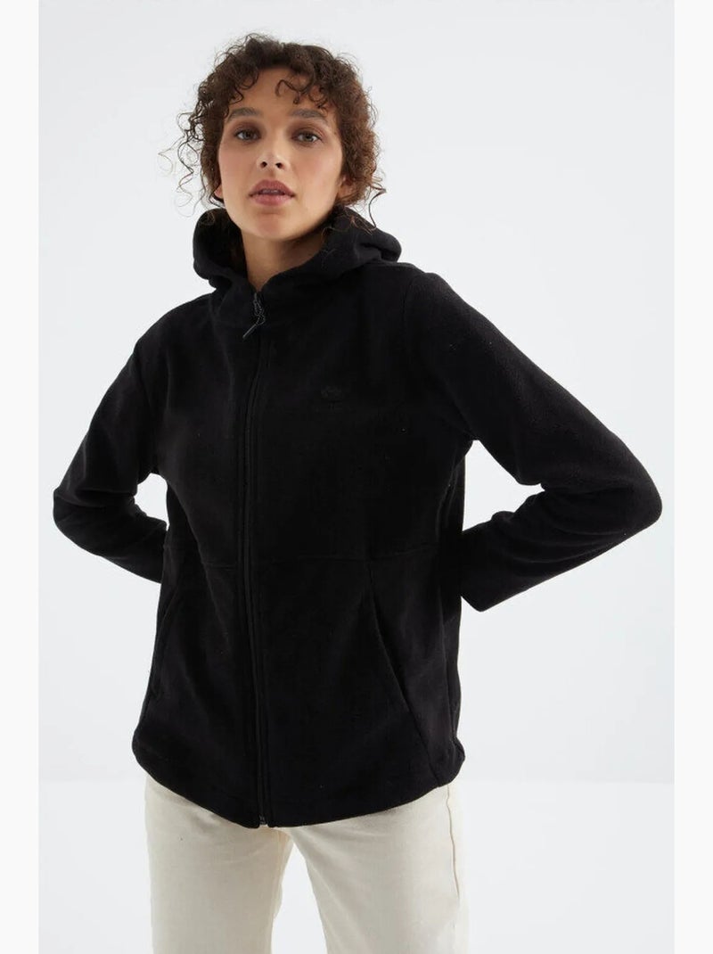 Sweatshirt femme en peluche à capuche et zip tommy Beige argile - Kiabi