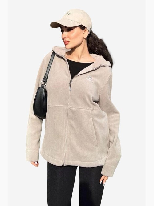 Sweatshirt femme en peluche à capuche et zip tommy - Kiabi