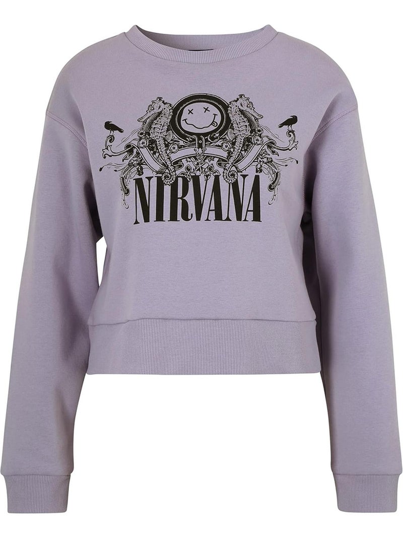 Sweatshirt Femme Nirvana Vintage - Poly Coton - Violet Violet - Kiabi