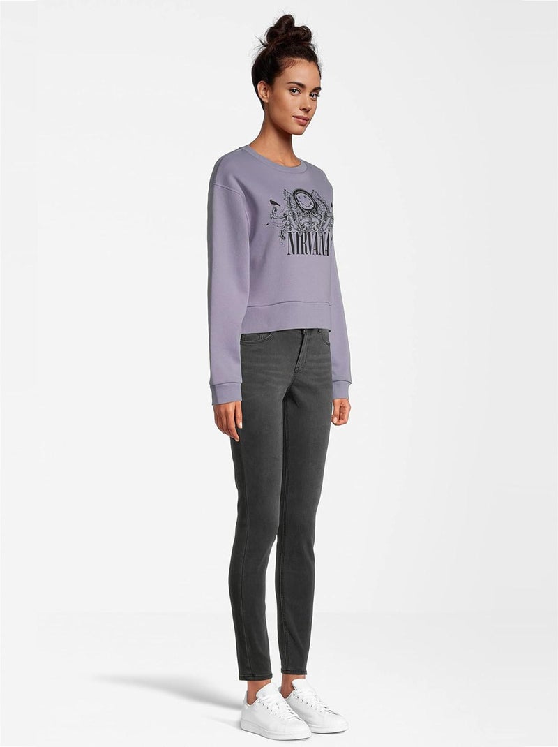 Sweatshirt Femme Nirvana Vintage - Poly Coton - Violet Violet - Kiabi