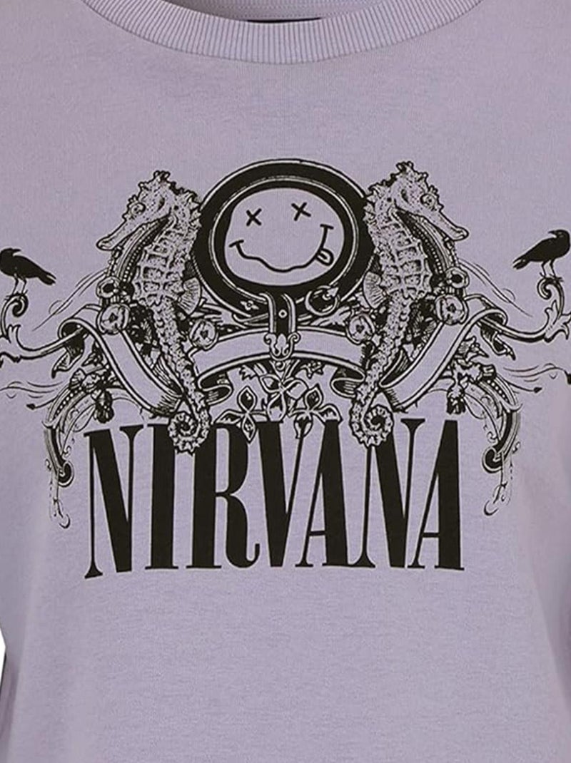 Sweatshirt Femme Nirvana Vintage - Poly Coton - Violet Violet - Kiabi