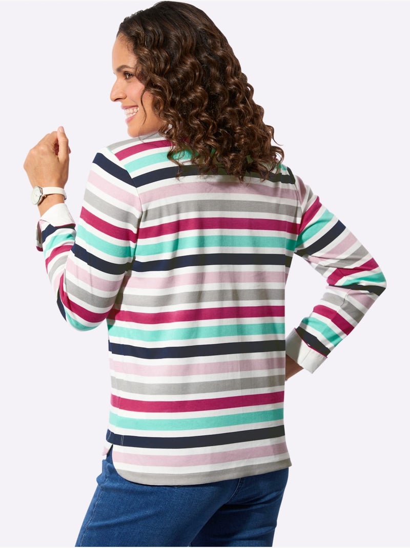 Sweatshirt Fentes Latérales Arrondies - Taille Standard - Witt Écru/Rose - Kiabi