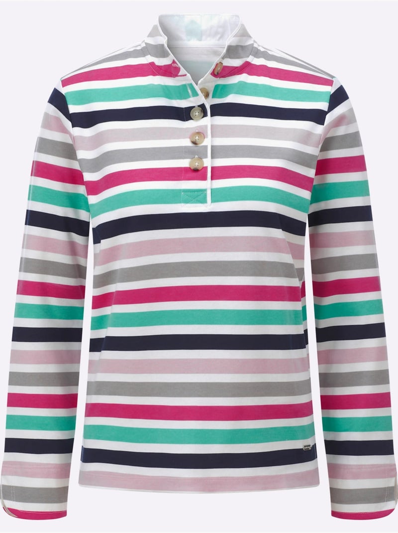 Sweatshirt Fentes Latérales Arrondies - Taille Standard - Witt Écru/Rose - Kiabi