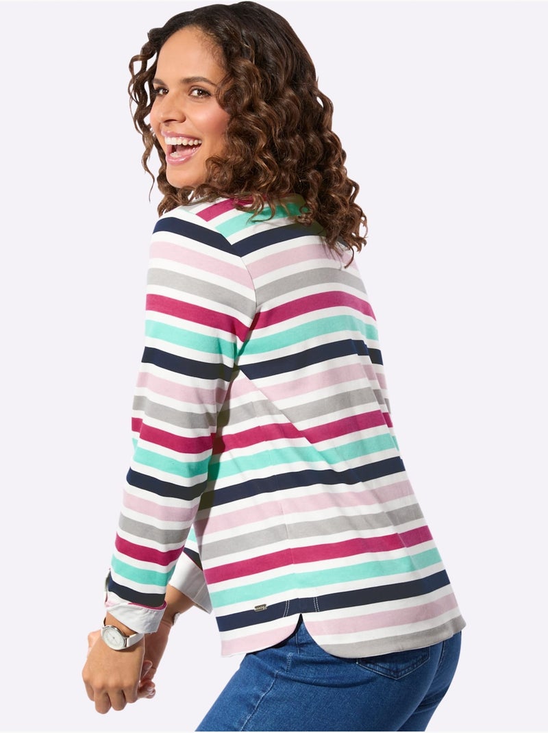Sweatshirt Fentes Latérales Arrondies - Taille Standard - Witt Écru/Rose - Kiabi