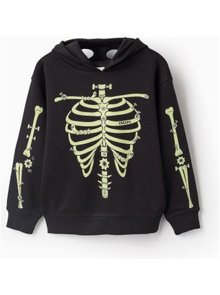 Sweatshirt Glow-in-the-dark, matelassé, avec masque HALLOWEEN