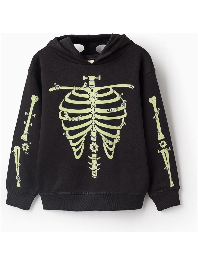 Sweatshirt Glow-in-the-dark, matelassé, avec masque HALLOWEEN Noir - Kiabi