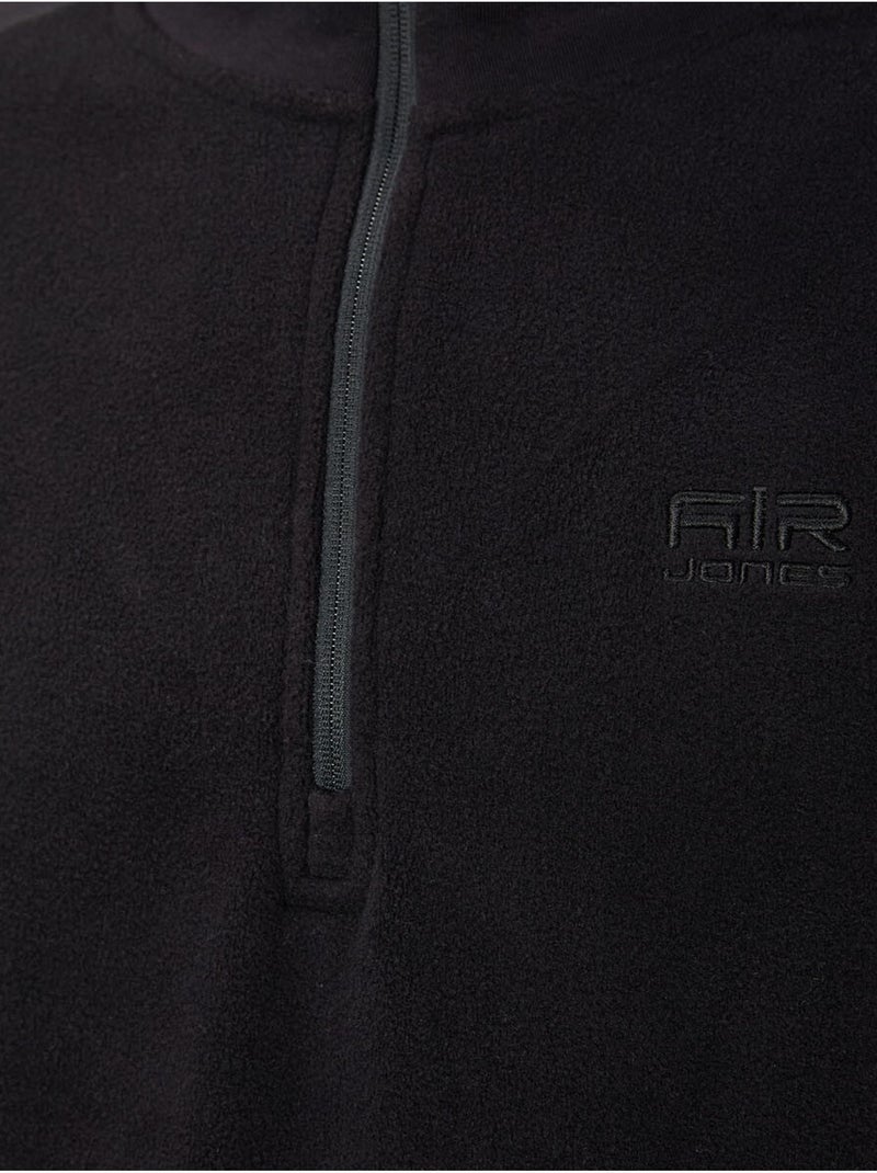 Sweatshirt homme bicolore à demi-zip en maille peluche tommy Noir - Kiabi