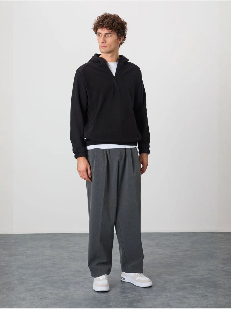 Sweatshirt homme bicolore à demi-zip en maille peluche tommy Noir - Kiabi