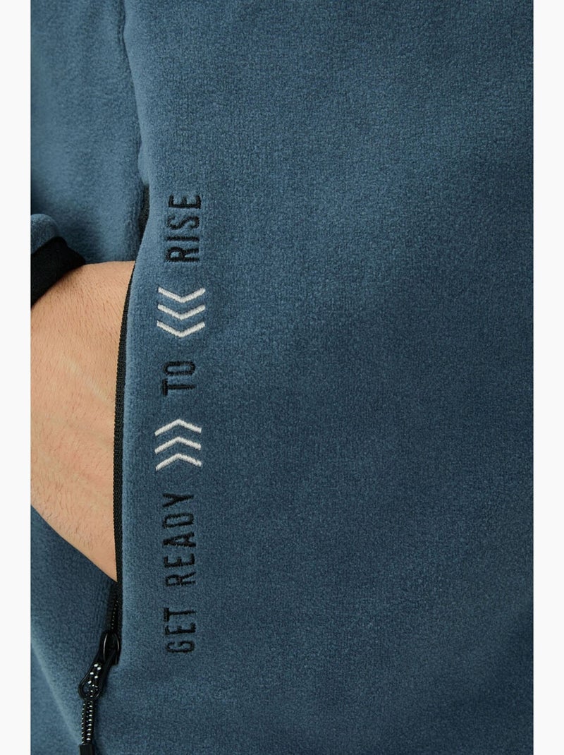 Sweatshirt homme en maille peluche à fermeture éclair tommy Bleu canard - Kiabi