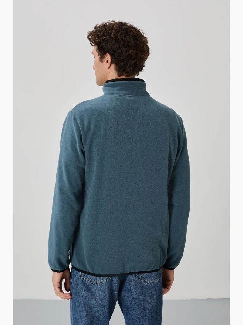 Sweatshirt homme en maille peluche à fermeture éclair tommy Bleu canard - Kiabi