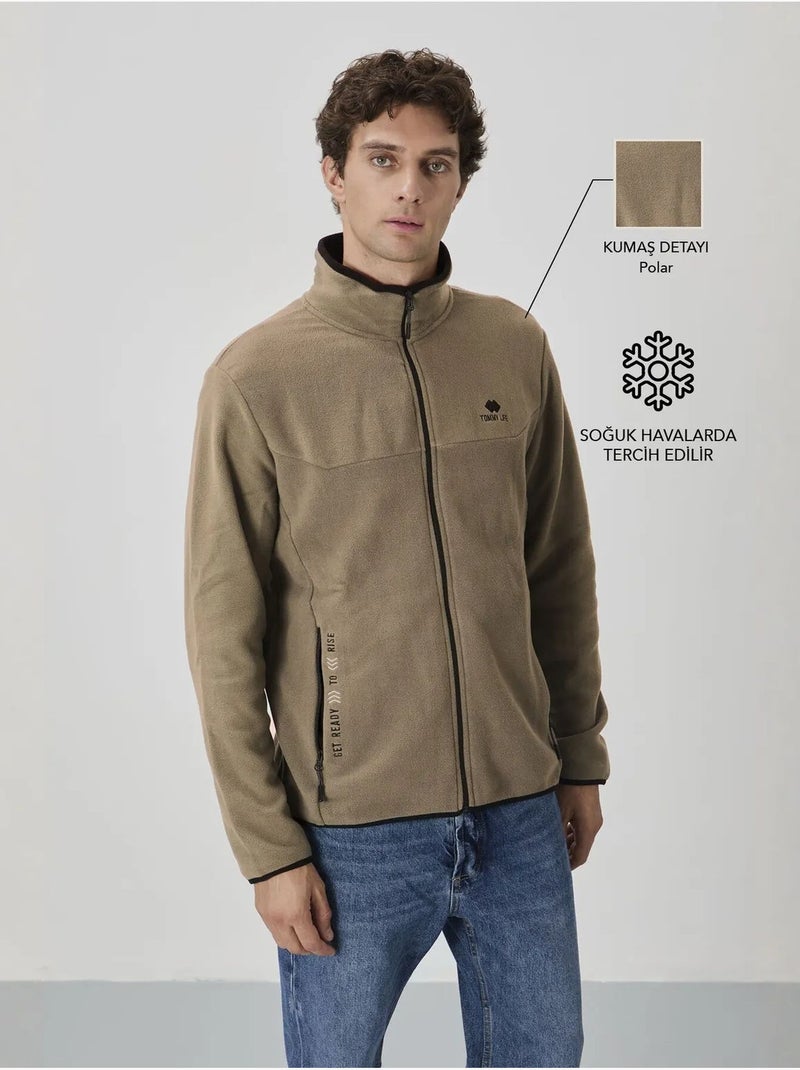 Sweatshirt homme en maille peluche à fermeture éclair tommy Camel - Kiabi