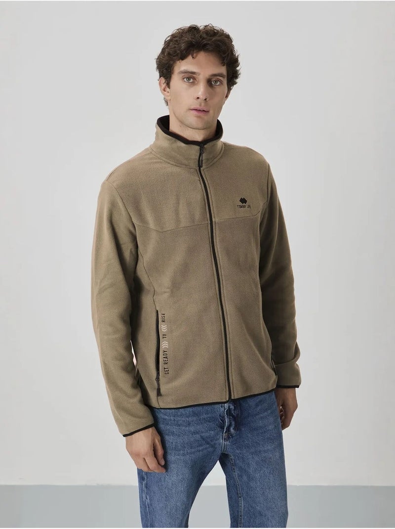 Sweatshirt homme en maille peluche à fermeture éclair tommy Camel - Kiabi