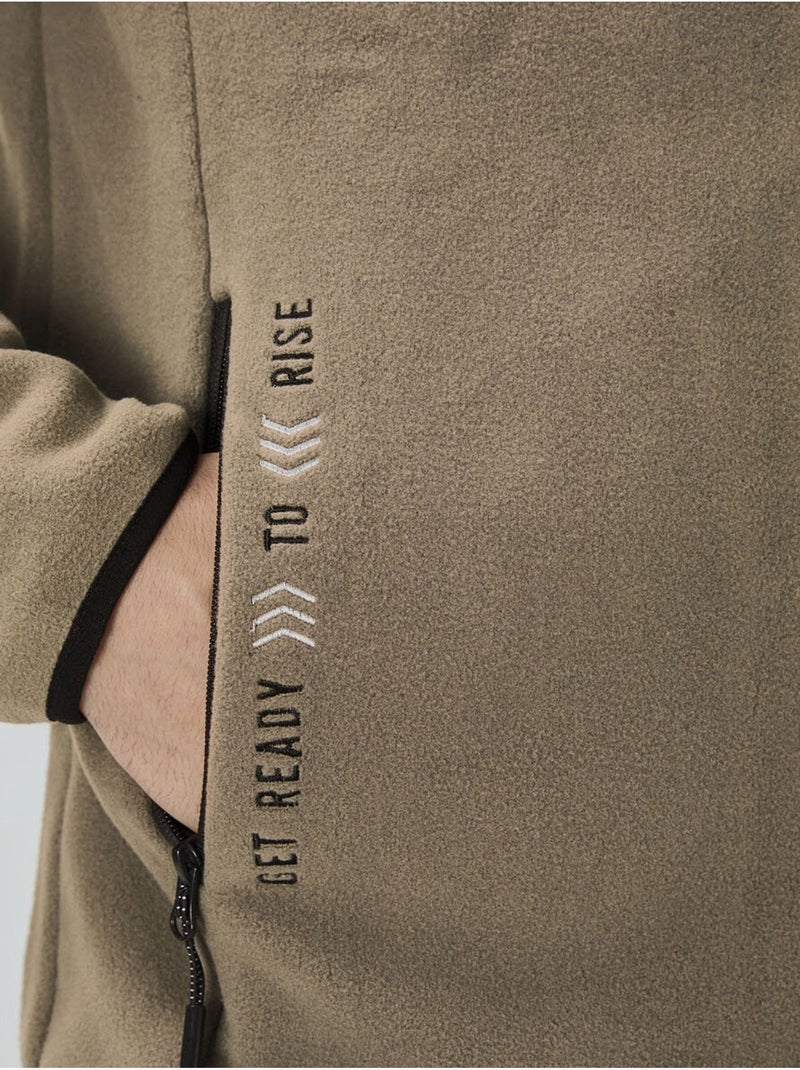 Sweatshirt homme en maille peluche à fermeture éclair tommy Camel - Kiabi