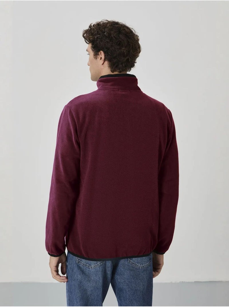 Sweatshirt homme en maille peluche à fermeture éclair tommy Rouge bordeaux - Kiabi