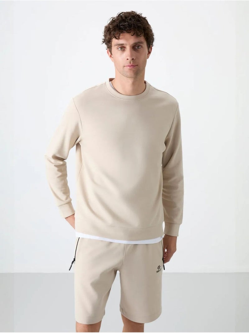 Sweatshirt homme uni à col rond tommy Beige argile - Kiabi