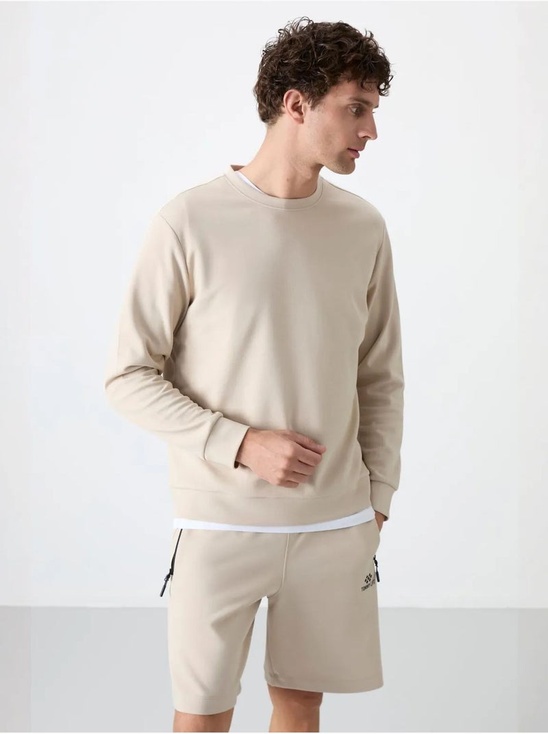Sweatshirt homme uni à col rond tommy Beige argile - Kiabi