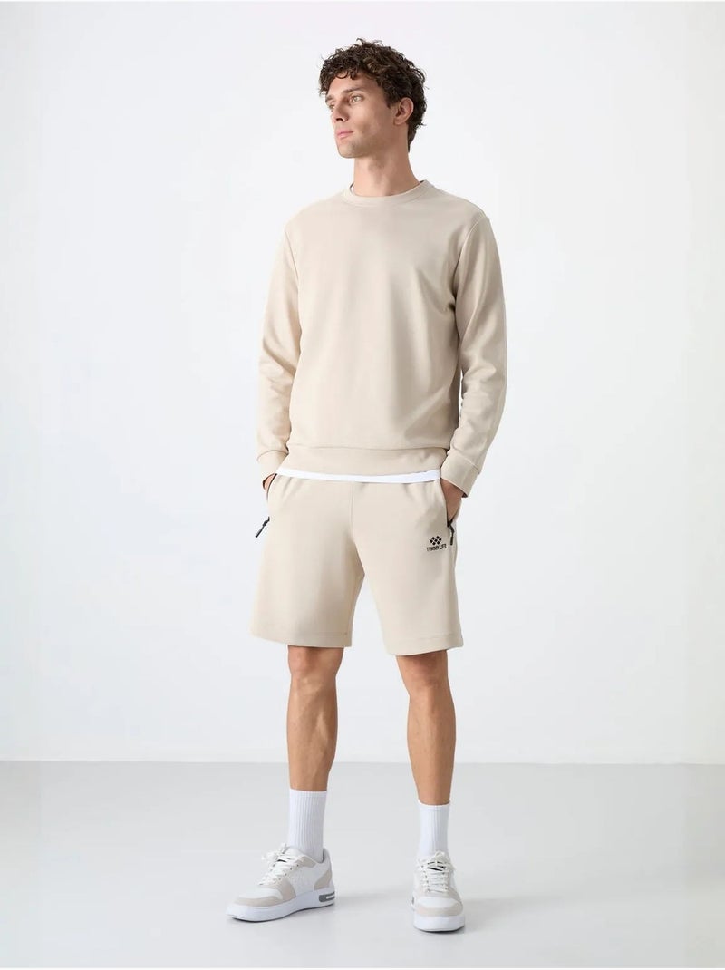 Sweatshirt homme uni à col rond tommy Beige argile - Kiabi