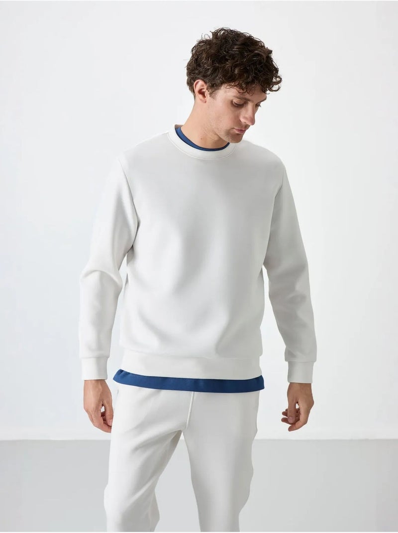 Sweatshirt homme uni à col rond tommy Blanc cassé - Kiabi