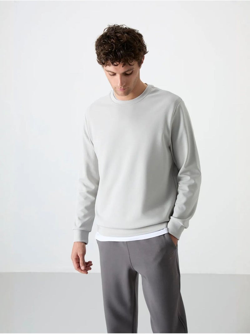 Sweatshirt homme uni à col rond tommy Gris perle - Kiabi