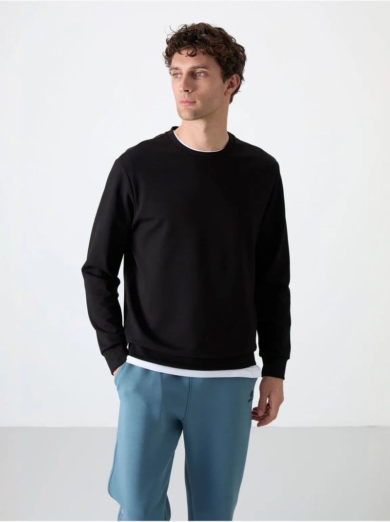 Sweatshirt homme uni à col rond tommy Noir - Kiabi