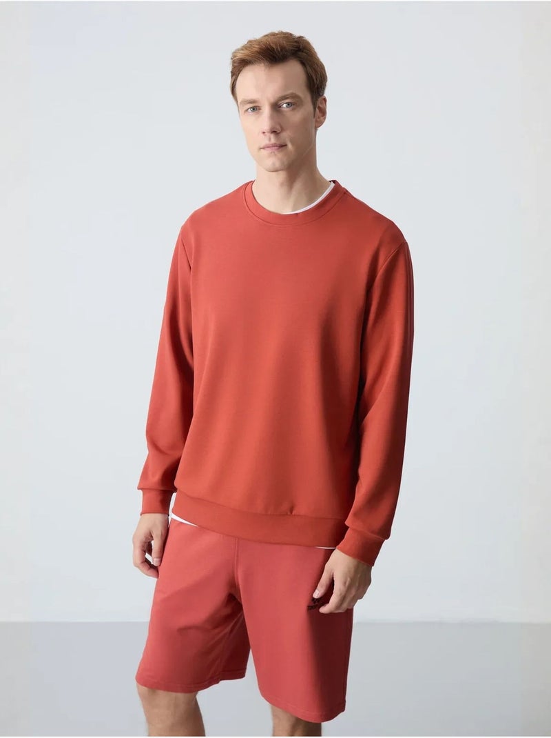 Sweatshirt homme uni à col rond tommy Terracotta - Kiabi