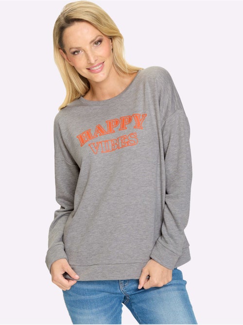 Sweatshirt Impression Caoutchoutée Douce - Taille Standard - Helline - Kiabi Sweatshirt Impression Caoutchoutée Douce - Taille Standard - Helline - Kiabi