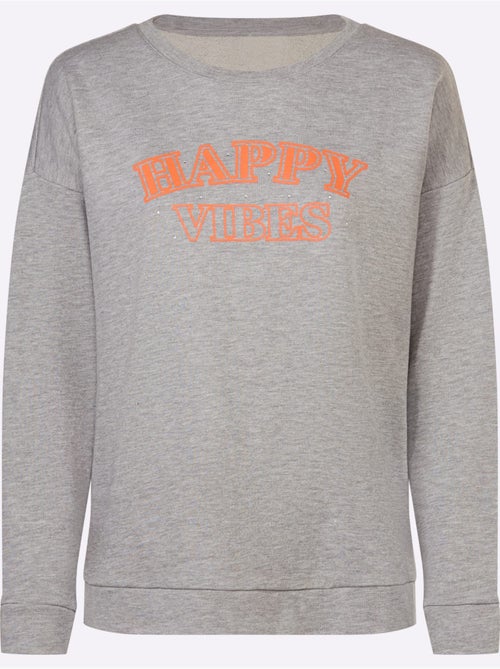 Sweatshirt Impression Caoutchoutée Douce - Taille Standard - Helline - Kiabi Sweatshirt Impression Caoutchoutée Douce - Taille Standard - Helline - Kiabi