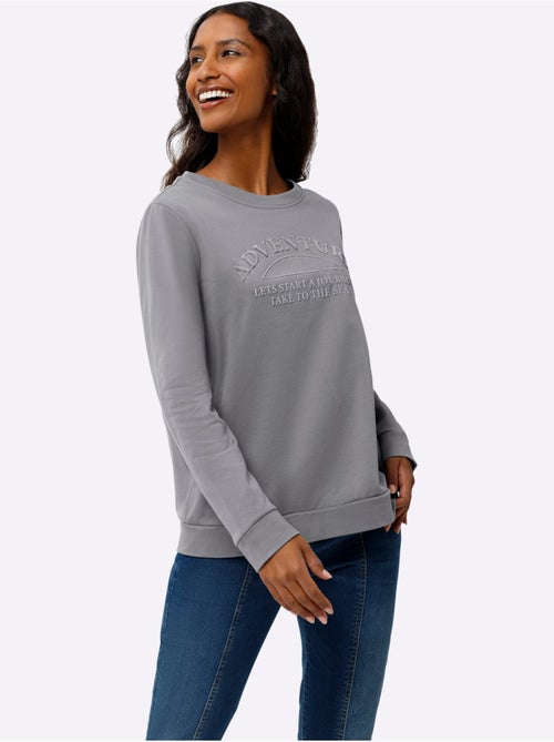 Sweatshirt Impression Caoutchoutée Douce - Taille Standard - Helline - Kiabi Sweatshirt Impression Caoutchoutée Douce - Taille Standard - Helline - Kiabi