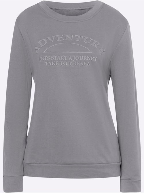 Sweatshirt Impression Caoutchoutée Douce - Taille Standard - Helline - Kiabi Sweatshirt Impression Caoutchoutée Douce - Taille Standard - Helline - Kiabi