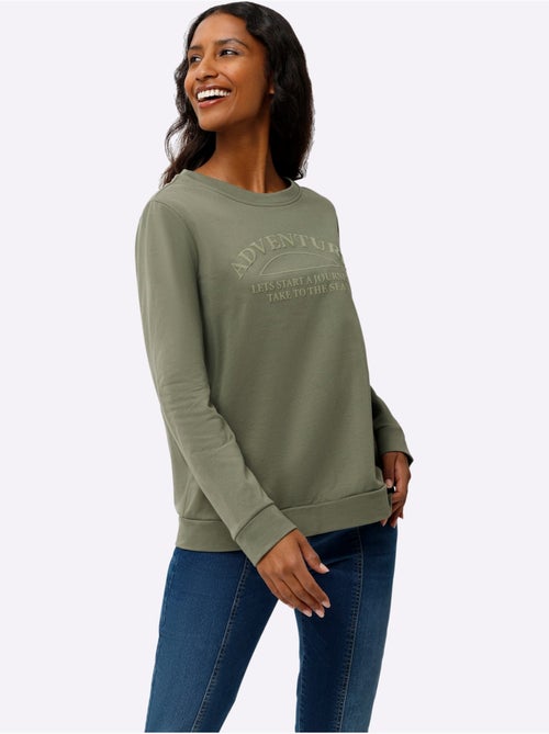 Sweatshirt Impression Caoutchoutée Douce - Taille Standard - Helline - Kiabi Sweatshirt Impression Caoutchoutée Douce - Taille Standard - Helline - Kiabi