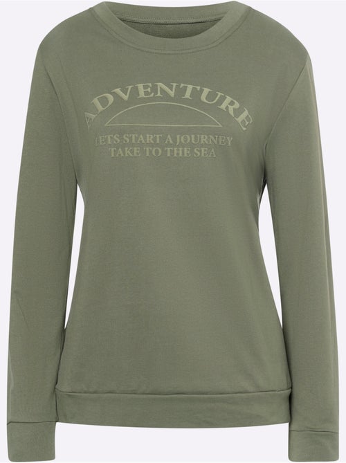 Sweatshirt Impression Caoutchoutée Douce - Taille Standard - Helline - Kiabi Sweatshirt Impression Caoutchoutée Douce - Taille Standard - Helline - Kiabi