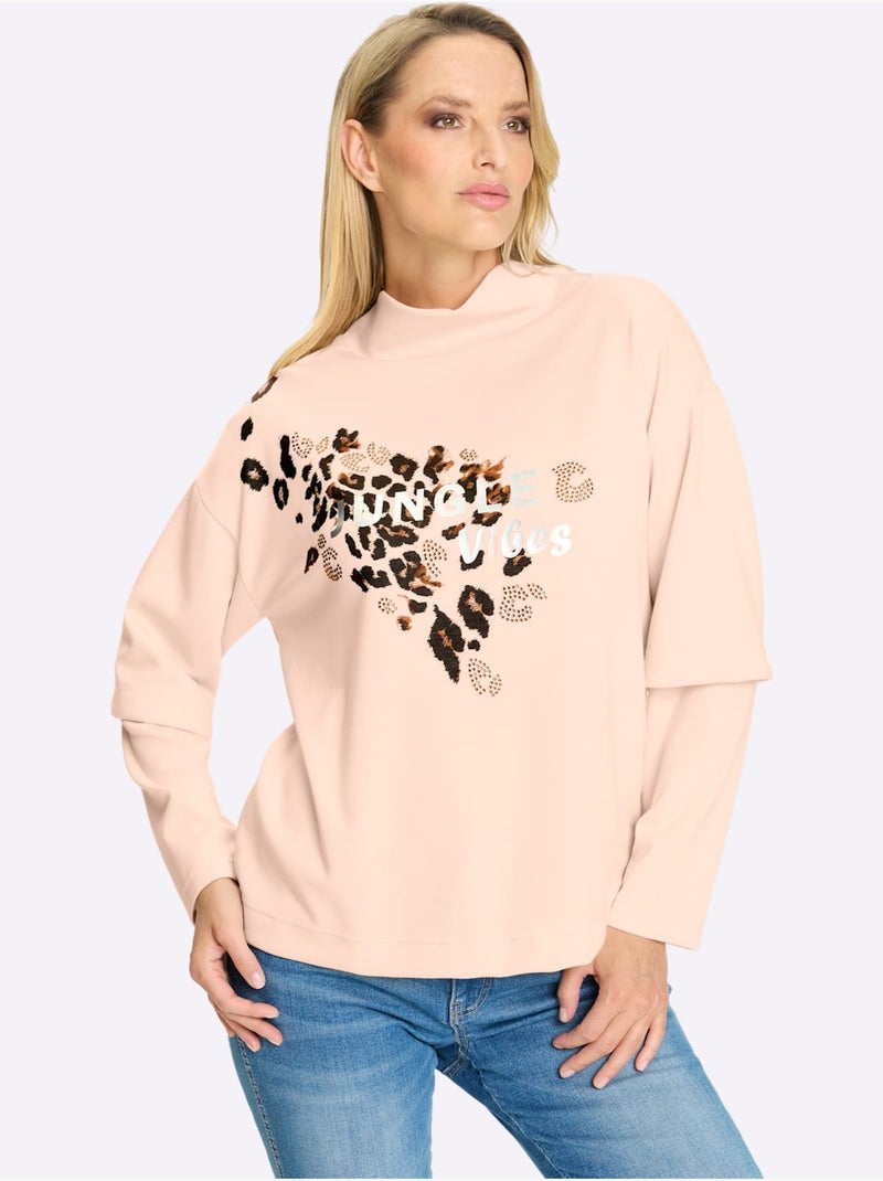 Sweatshirt Imprimé Animal - Taille Standard - Helline Marron clair - Kiabi