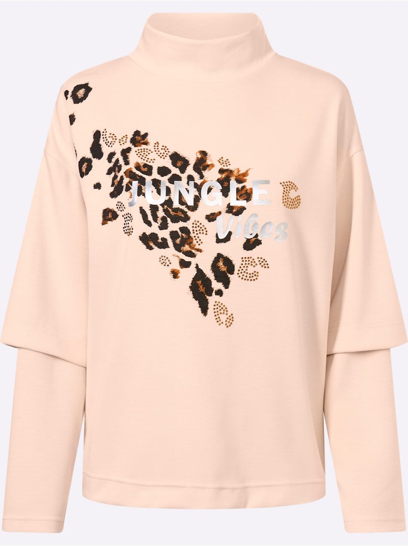 Sweatshirt Imprimé Animal - Taille Standard - Helline Marron - Kiabi