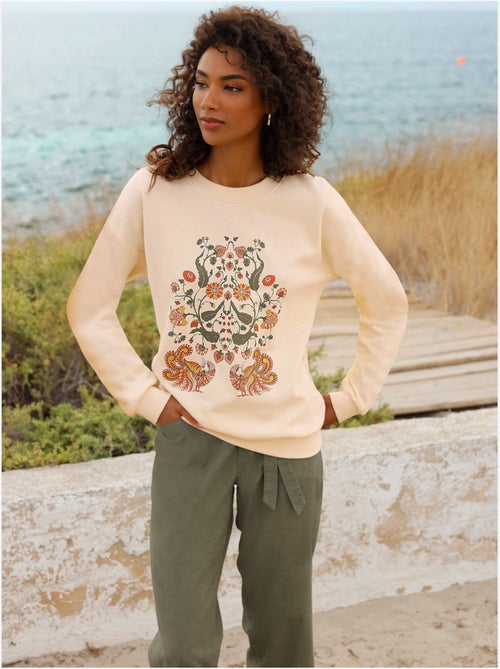 Sweatshirt Imprimé Avec Effets Brillants - Taille Standard - Helline - Kiabi