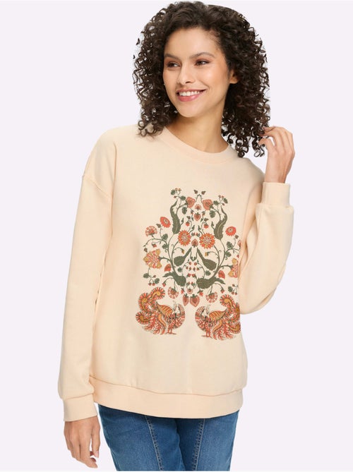 Sweatshirt Imprimé Avec Effets Brillants - Taille Standard - Helline - Kiabi